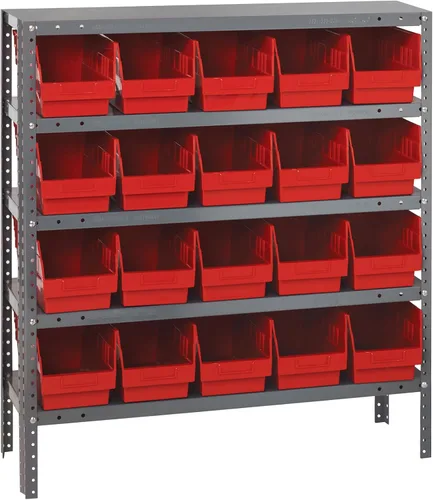 Miniatura 351 de Quantum QSBU-245BK Heavy Duty Shelving Unit with (7) Shelves and (24) QUS245 Black Bins for Garage Warehouse Storage Distribution 400 lb Load