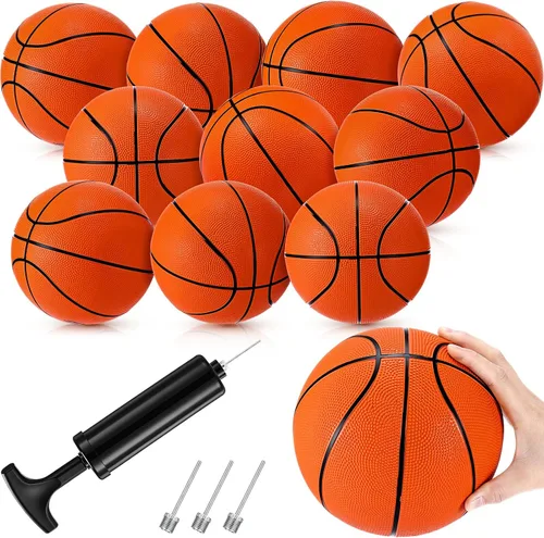 Vinsot Juego de 8 mini pelotas de baloncesto de goma de 7 pulgadas con bomba de aire para principiantes, juegos de arcade, juegos de baloncesto para