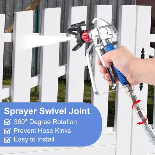 Miniatura 5 de Kit de pistola pulverizadora de pintura sin aire Gyfent de 14 piezas para bricolaje, pistola de pulverización sin aire de 3600PSI con manguera