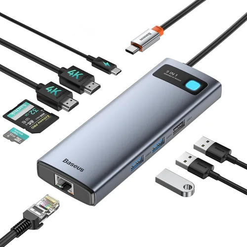 Miniatura 8 de Baseus Adaptador USB C a HDMI, estación de acoplamiento USB C 4K a 60Hz, concentrador USB C 7 en 1 con 3 USB-A, PD 100W, lector de tarjetas TF/SD