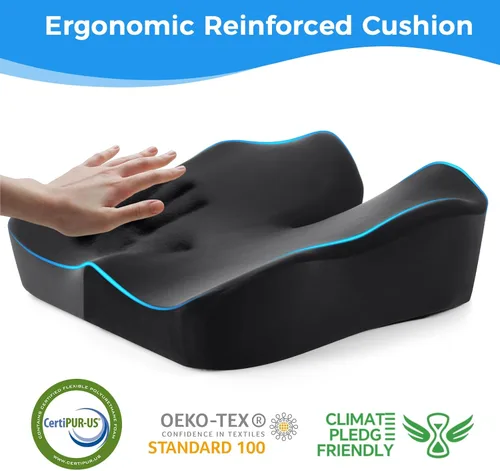 Miniatura 5 de Niceeday Cojín de asiento para oficina, automóvil y silla de ruedas, espuma viscoelástica de alta calidad con diseño ergonómico en forma de U