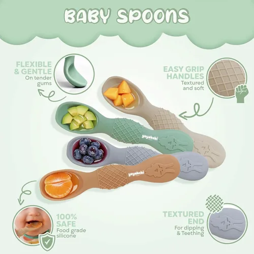 Miniatura 3 de Cucharas de silicona para bebés de 6 meses, cucharas de alimentación para bebés sin BPA, cucharas de autoalimentación para bebés de 6 a 12 meses