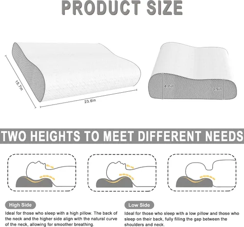 Miniatura 2 de Almohada Cervical para Aliviar el Dolor de Cuello, Almohada de Espuma Viscoelástica, Almohada de Cama de Contorno Ergonómica Ajustable para Personas