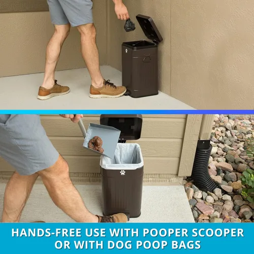 Miniatura 5 de Cubo de Basura para Excremento de Perro para Exteriores - Cubo de Basura para Desechos de Perro al Aire Libre con Tapa - Contenedor de Estación