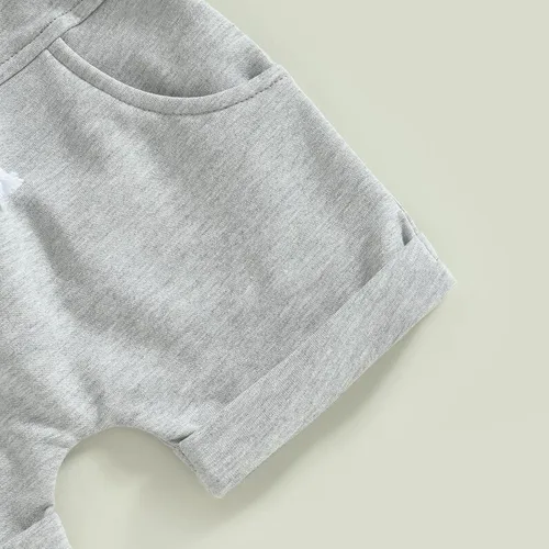 Miniatura 6 de Ropa de verano para bebé, niño, camiseta de manga corta, con cordón, conjunto de 2 piezas, trajes casuales para bebés