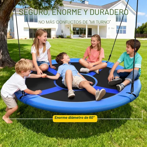 Miniatura 2 de Trekassy Columpio de árbol de platillo grande de 60 pulgadas para niños y adultos, 900D Oxford impermeable con 2 correas para colgar Azul