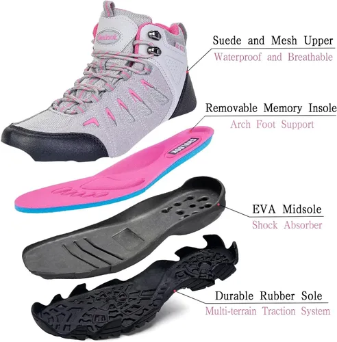 Miniatura 4 de SHULOOK Botas de senderismo impermeables para mujer, para senderismo, campamento, senderismo, senderismo, senderismo, para exteriores