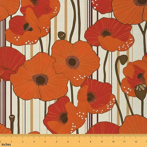 Miniatura 35 de Feelyou Tela de Flores Groovy por Yarda 1 Yarda Niños Retro Floral Boho Tela de Tapicería para Sillas para Niños Niñas Adolescentes Años 70 Hippie