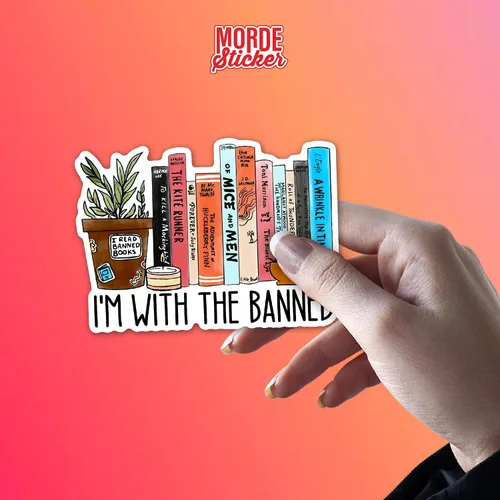 Miniatura 6 de (3 unidades-2 pulgadas) I'm with the Banned Books Prohibido Libros Lectura Amantes Pegatinas troqueladas Impermeable Vinilo Adhesivo Adhesivo