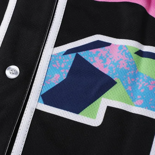 Miniatura 43 de Ropa de los años 90 para mujer, traje unisex de hip hop para fiesta, camiseta de béisbol Bel Air, camisa de manga corta con botones