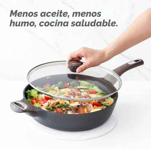 Miniatura 8 de SENSARTE Sartén Antiadherente para Freír con Tapa, Sartén Profunda de 10.5 Pulgadas, Sartén Salteadora Antiadherente de 3.8 Qt con Tapa, Sartén