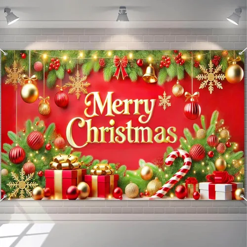 Miniatura 17 de BlissYard Telón de fondo de tren de Papá Noel, 71 x 43 pulgadas, pancarta de escena de Navidad de pan de jengibre, fondo de fotos para fiestas