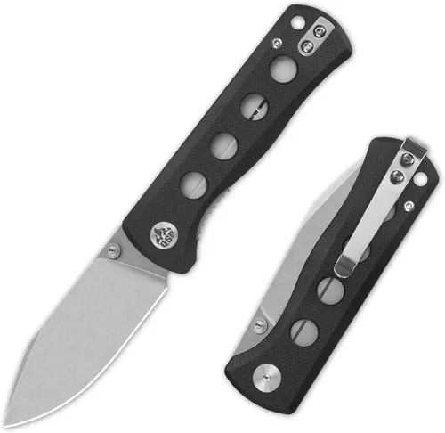 Miniatura 18 de QSP Canary Folder - Cuchillo plegable de bolsillo, hoja de 7.21 cm Sandvik 14C28N con acabado negro lavado a la piedra, mango G10 negro, bloqueo