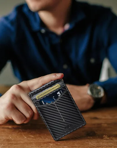 Miniatura 20 de Serman Brand RFID billetera de bloqueo Slim Bifold – cuero genuino minimalista bolsillo frontal carteras para hombres con clip para dinero, cartera