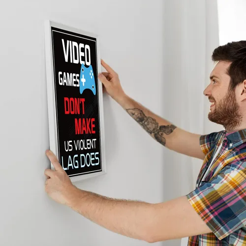 Miniatura 6 de Sumind Cartel de 10 carteles de videojuegos, impresión artística de juego de niño en fiesta de cumpleaños, decoración de pared de palabras Azul