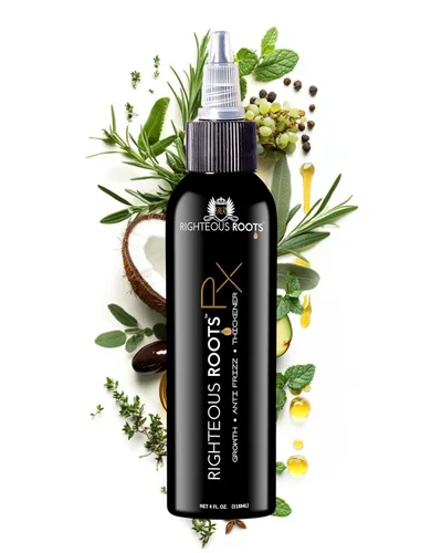 Righteous Roots Rx - Aceite para el crecimiento del cabello, antiencrespamiento y espesante mejor para cabello natural rizado y ondulado, y barbas.