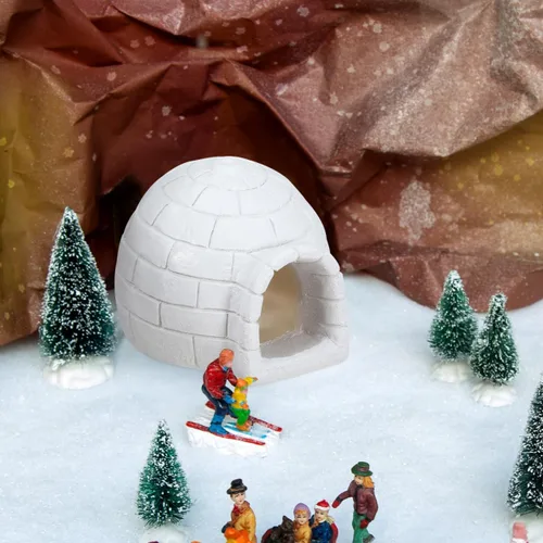 Miniatura 3 de HOMSFOU Mini figura de iglú modelo de casa de hielo de 2.16 x 1.88 x 1.77 pulgadas, adorno de decoración ártica para niños, casa de muñecas, micro