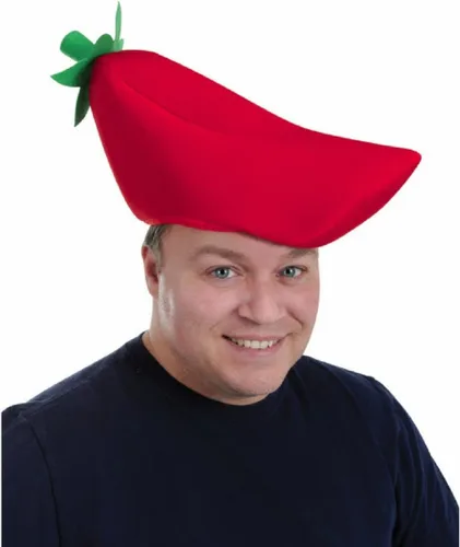 Beistle Sombrero de felpa unisex de chile rojo – Gorra de disfraz con temática picante, novedad para fiesta, suministros de fiesta mexicana de