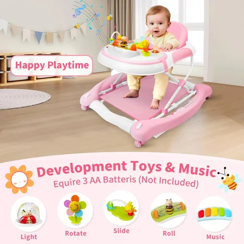 Miniatura 3 de Andador de bebé 5 en 1, andador con música y luces para bebé niño y niña de 6-12 meses, andadores de bebé plegables con ruedas y combo de rebotador