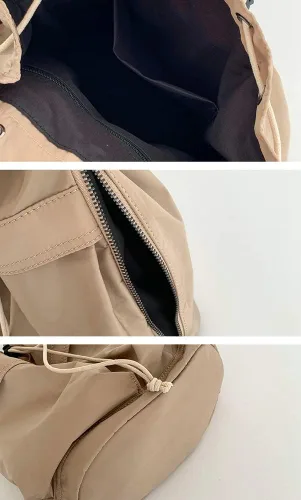 Miniatura 6 de Bolso bandolera de nailon con cordón para mujer, bolso de hombro estilo hobo casual