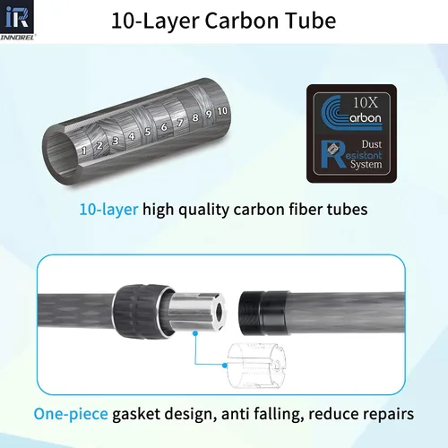Miniatura 4 de INNOREL ER362C Universal 10 capas de fibra de carbono trípode centro columna extensión extensión poste extensor - dos secciones media columna