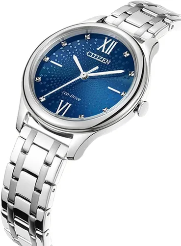 Miniatura 4 de Citizen Eco-Drive Reloj elegante para mujer con esfera azul EM0500-73L, plateado, Moderno