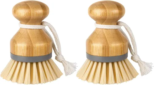 Miniatura 8 de MR.SIGA Cepillo para platos con mango de bambú, raspador incorporado, cepillo para fregar sartenes, ollas, limpieza del fregadero de cocina, paquete