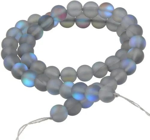 Miniatura 8 de Cuentas de cristal Aurora mate de 0.394 pulgadas (0.394 in), color marrón esmerilado con purpurina brillante, cuentas sueltas redondas sueltas