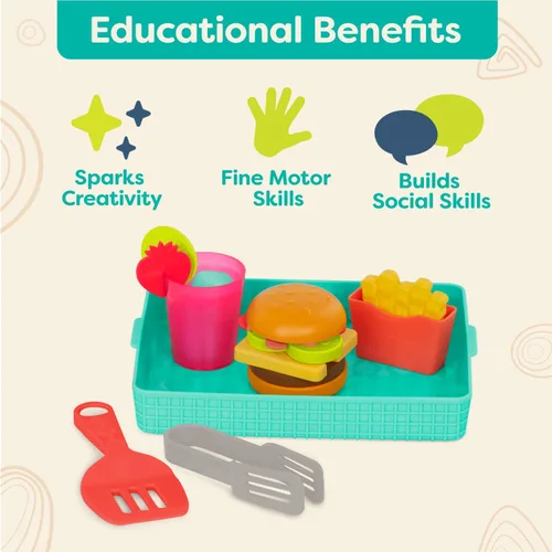 Miniatura 7 de B. toys Mini Chef - Build - A - Juego de hamburguesas - Juego de hamburguesas de madera - Juego de hamburguesas de madera - Jugar comida y rol
