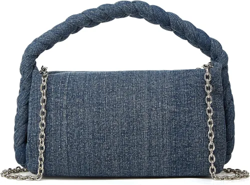 Miniatura 4 de Bolso de mano de mezclilla para mujer, bolso de mano tejido a mano, bolso cruzado casual, bolso de hombro, bolso de mensajero de cadena de moda