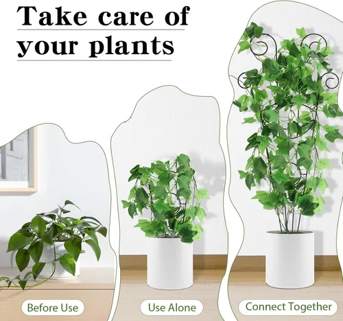 Miniatura 5 de ZOUTOG Enrejado para plantas trepadoras de interior, paquete de 4 unidades de 30 pulgadas, enrejado de jardín de metal resistente al óxido para Negro