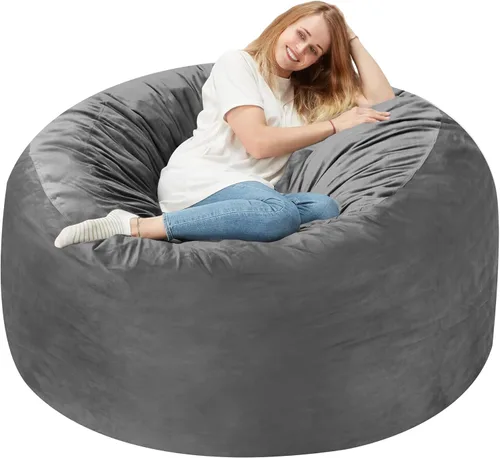 Miniatura 71 de Homguava - Sillón puff de 3 pies Sillón estilo puff grande de 3 pulgadas con relleno de espuma viscoelástica, sofá suave con funda de terciopelo