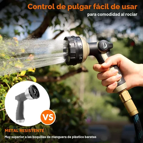 Miniatura 7 de Restmo - Boquilla completa para manguera de ducha, boquilla de pulverización de metal para manguera de jardín, 8 patrones de pulverización, boquilla