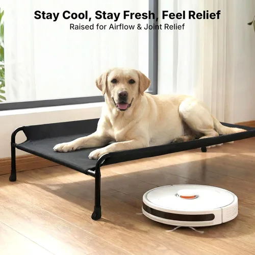 Miniatura 3 de Veehoo Cama para perros al aire libre, camas elevadas para perros grandes, cama elevada para perros con reposacabezas, cuna refrescante lavable
