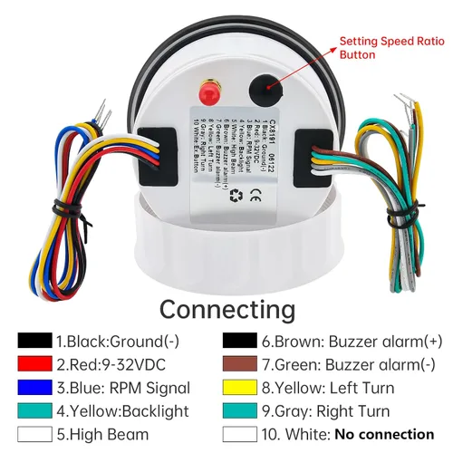 Miniatura 6 de ARTILAURA Velocímetro GPS 0-257 km/h con Tacómetro 8000 RPM Medidor de 85 mm 3-3/8" Velocímetro GPS para Barco con Antena para Coche Marino (Blanco)
