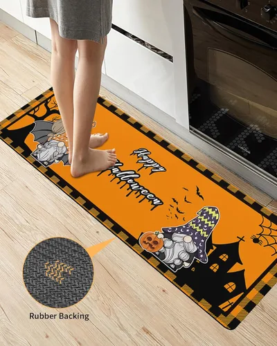 Miniatura 3 de Tapete de baño de Halloween para bañera, antideslizante, de secado rápido y absorbente, de tierra de diatomeas, tapete lavable de cocina, tapete