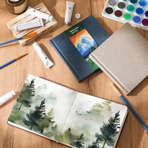 Miniatura 7 de Mooliwe 6 cuadernos de bocetos de acuarela, diario pequeño de papel de acuarela a granel para pintar 300 GSM, 140 libras, algodón prensado en frío