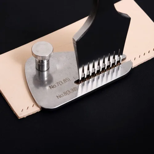 Miniatura 7 de Placa de ayuda de punzón de costura de cuero, para tirar de hierro o cincel de cordones de diamante, herramientas de trabajo de cuero y suministros