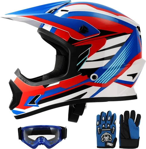 Miniatura 7 de SLMOTO - Casco DOT para niños y jóvenes de motocross, casco de motocicleta de calle, casco de bicicleta de tierra, motocross, ATV, casco con diseño