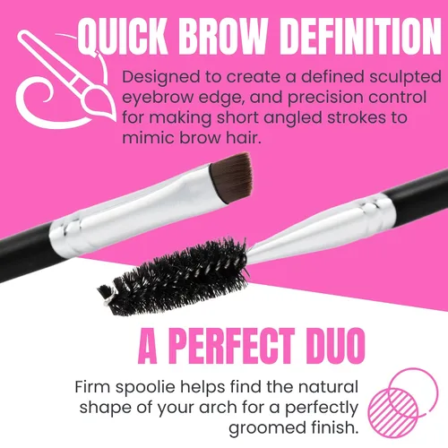 Miniatura 3 de Beauty Junkees Cepillo de cejas en ángulo con carrete, cepillo para cejas y peine con ángulo delgado firme para relleno, tinte, delineador