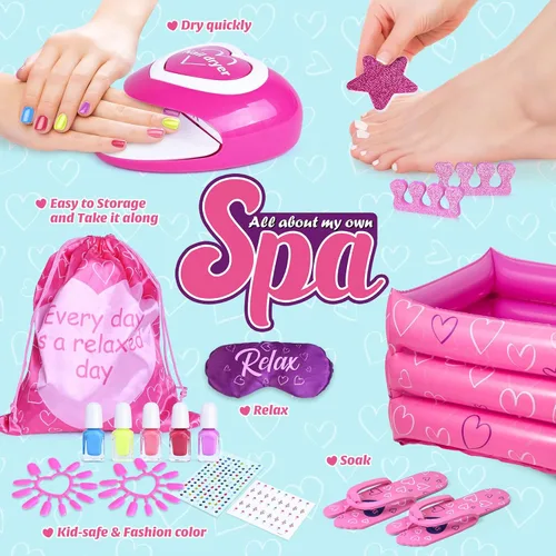 Miniatura 2 de Shemira Set de regalo para niñas de 7, 8, 9, 10 a 12 años, juguetes de día de spa, kit de manicura y pedicura para niños, kit de arte de uñas