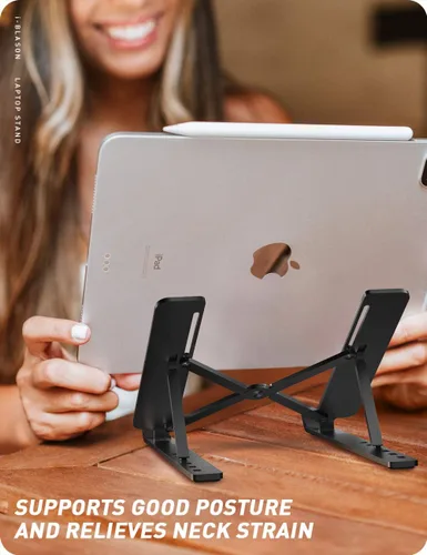 Miniatura 7 de i-Blason Cosmo - Soporte elevador ajustable de aleación de aluminio para laptop con soporte multiángulo compatible con MacBook Pro/MacBook Air, Negro