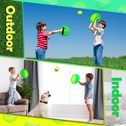 Miniatura 5 de Charniol Juego de juguetes para niños, 12 palas, 6 pelotas, juegos de deportes al aire libre, juego de pelota de lanzamiento con paletas, juguetes
