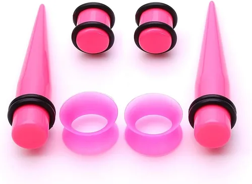 Miniatura 3 de JieyueJewelry - Paquete de 50 unidades para estiramiento de oreja (14G-00G),túneles de silicona, conos y tapones acrílicos, set para expandir