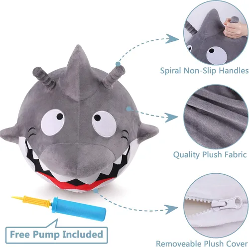 Miniatura 3 de iPlay, iLearn Bouncy Pals Pelota Saltarina de Tiburón Blanco para Niños, Juguete de Montar y Rebotar para Niños Pequeños, Juguete de Animal Saltarín
