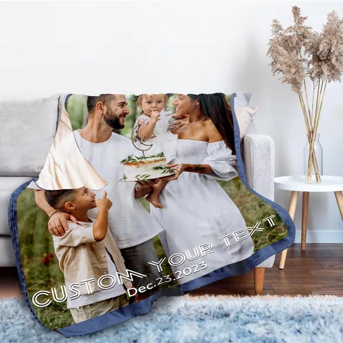 Miniatura 2 de Manta personalizada con imagen/foto – Manta de franela personalizada para mujeres y hombres – Manta personalizada para regalos de Navidad, San Solo