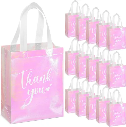 Miniatura 17 de Sweetude 30 Bolsas de Regalo de Agradecimiento con Asas a Granel Bolsa de Dulces Reutilizable No Tejida Plegable Bolso de Mano para Regalos