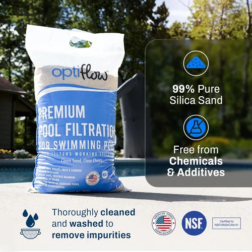 Miniatura 5 de OptiFlow Paquete de 4 Arena para Filtro de Piscina, Filtración Premium con Fórmula de Sílice Pura, 50 Libras - Accesorios y Suministros del Sistema