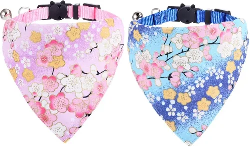 Miniatura 11 de Collares de gato KZHAREEN para Pascua, separables con bandana y campana, collar ajustable para gatito, perrito pequeño, niñas y niños Pascua-2