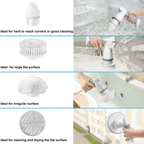 Miniatura 4 de Cepillo Giratorio Eléctrico, Limpiador Eléctrico de Ducha para Baño para Limpiar Tina/Azulejo/Suelo/Fregadero/Ventana, Cepillo de Limpieza